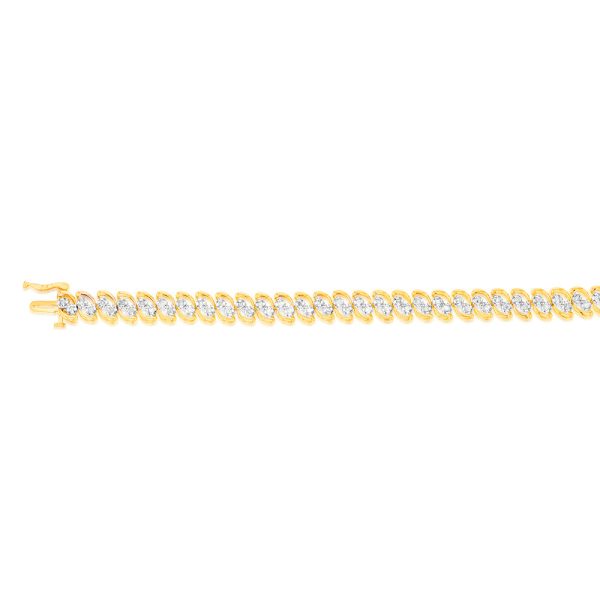 2 Carat Diamond Bracelet in Gold Plated Silver Online now