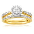 9ct Yellow Gold 2-Ring Diamond Bridal set with 1 5 Carat of Diamonds on Sale