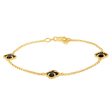 9ct Yellow Gold Silverfilled Black Flower 19cm Bracelet Hot on Sale