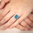 9ct White Gold Natural Blue Topaz And Diamond Ring Fashion