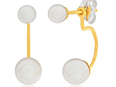 9ct Yellow Gold Alluring Pearl Stud Earrings on Sale