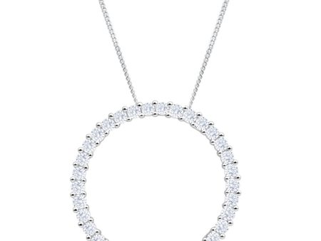 9ct White Gold Circle Of Life Diamond Pendant With Chain For Sale