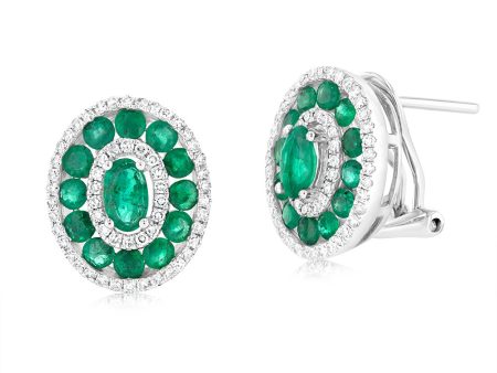 9ct White Gold Emerald And Diamond Fancy Earrings Online Sale