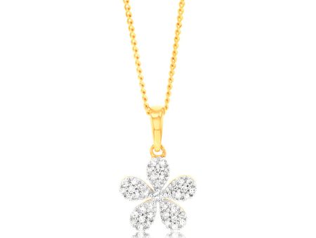 1 10 Carat Diamond Flower Pendant in 9ct Yellow Gold Online Hot Sale