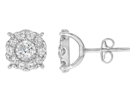 9ct White Gold 1.5 Carat Diamond Stud Earrings Fashion