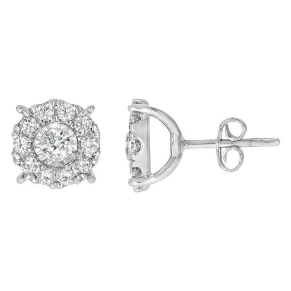 9ct White Gold 1.5 Carat Diamond Stud Earrings Fashion