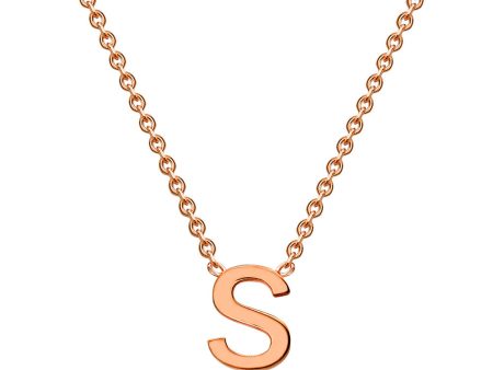 9ct Rose Gold Initial  S  Pendant On 43cm Chain For Sale