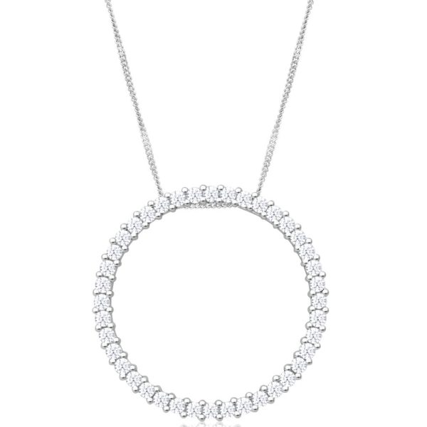 9ct Superb White Gold Diamond Pendant With Chain on Sale