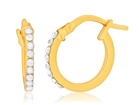 9ct Yellow Gold Silver Filled Swarovski Crystal 10mm Hoop Earrings Sale