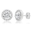 9ct White Gold Cubic Zirconia Round Halo Stud Earrings Online Sale