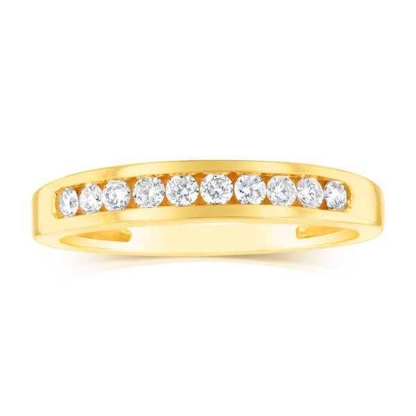 9ct Yellow Gold 1 4 Carat Diamond Eternity Ring with 10 Brilliant Diamonds Discount