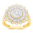 9ct Yellow Gold 1 4 Carat Diamond Ring with 91 Round Brilliant Cut Diamonds in Disc Setting Hot on Sale