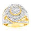 9ct Yellow Gold 2 Carat Diamond Dress Ring with Brilliant and Baguette Diamonds Online Hot Sale