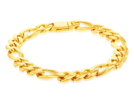 9ct Yellow Gold 1:3 Figaro 19.10cm Bracelet Online Hot Sale