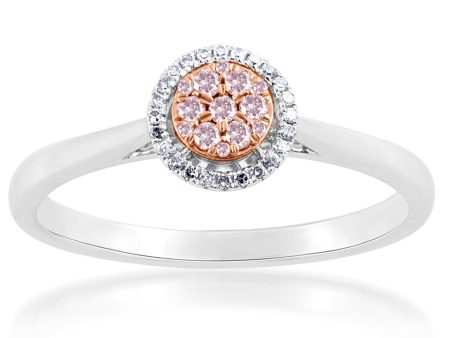 9ct  White and Rose Gold 0.15 Carat Diamond Ring With Pink Argyle Diamonds For Sale