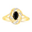 9ct Yellow Gold 0.65Ct Natural Sapphire Ring in 12 Diamonds on Sale