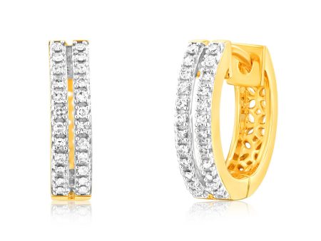 9ct Yellow Gold 1 7 Carat Diamond Hoop Earrings Online Sale