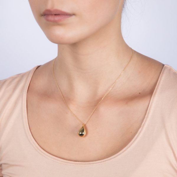 9ct Yellow Gold Silver-filled Polished Tear Drop Pendant on Chain Online