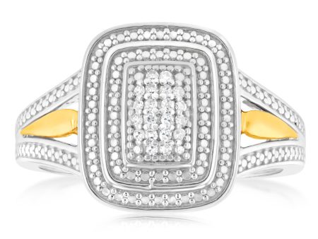 Sterling Silver & 9ct Yellow Gold Diamond Ring with 20 Brilliant Cut Diamonds Online