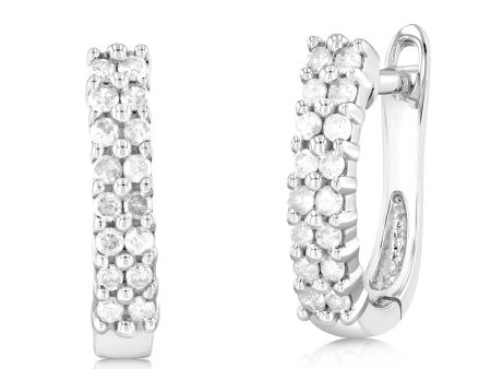 1 3 Carat Diamond Hoop Earrings in 10ct White Gold For Discount