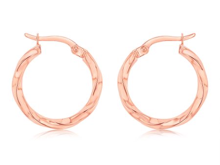 9ct Rose Gold Silverfilled Double Side Diamond Cut Hoop Earrings Hot on Sale