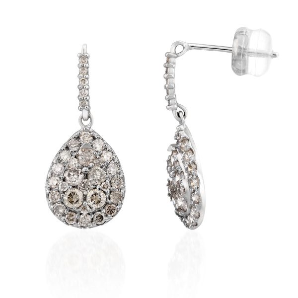 18ct White Gold 1 Carat Diamond Pear Shape Drop Earrings Fashion