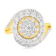 9ct Yellow Gold 1 4 Carat Diamond Ring with 85 Round Brilliant Cut Diamonds For Discount