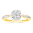 9ct Yellow Gold 1 3 Carat Diamond Halo Solitaire Ring with 12 Side Diamonds Supply