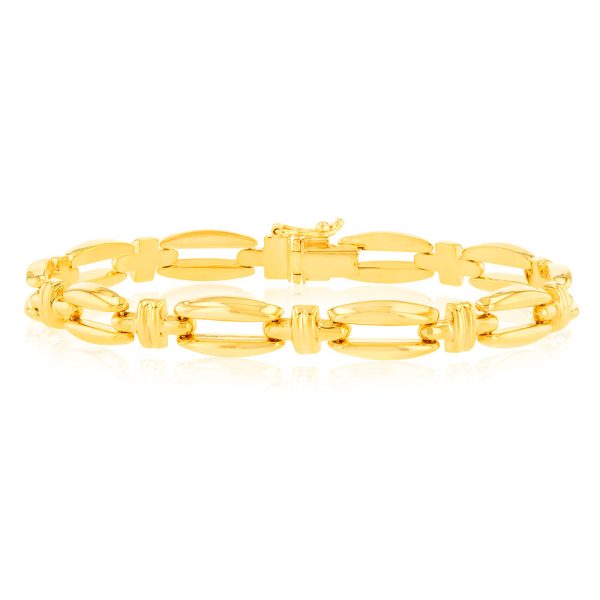 9ct Yellow Gold Silver-filled Fancy 19cm Bracelet Discount