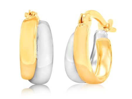 9ct White And Yellow Gold Two Tone Double Hoop Earrings Online Hot Sale