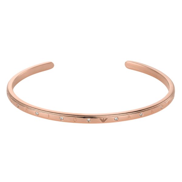 Emporio Armani Rose Gold Plated Sterling Silver CZ Cuff Bangle Fashion