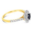 9ct Yellow Gold 0.30ct Natural Black Sapphire and 1 3ct Diamond Double Halo Pear Ring Online Hot Sale