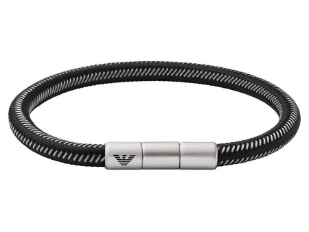 Emporio Armani Stainless Steel Black Nylon Bracelet Online Sale