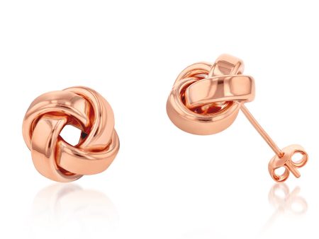 9ct Rose Gold 10mm Knot Stud Earrings For Discount