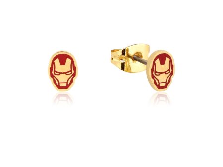 Disney Gold Plated Stainless Steel Iron Man Stud Earrings Online Hot Sale