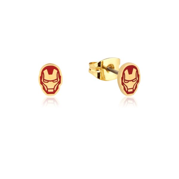 Disney Gold Plated Stainless Steel Iron Man Stud Earrings Online Hot Sale