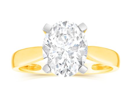 9ct Yellow Gold 2.00ct Diamond Equivalent 11X9MM Zirconia Solitaire Ring Online