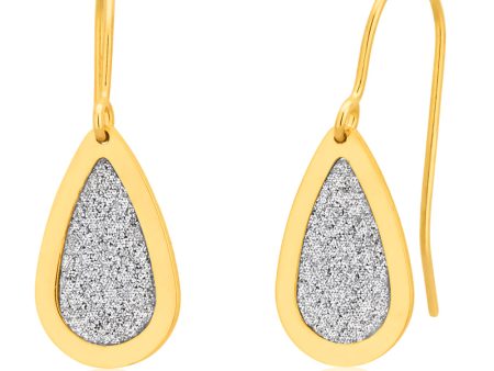 9ct Yellow Gold Silverfilled Teardrop Earrings with Stardust Online now