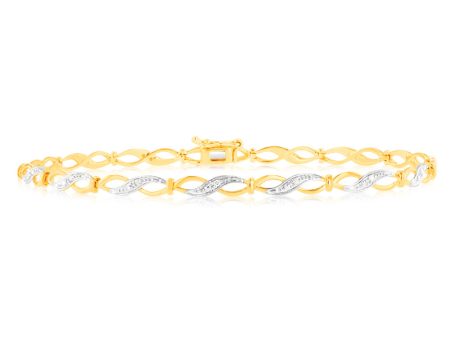 10 Brilliant Cut Diamond Bracelet in 9ct Yellow Gold For Discount