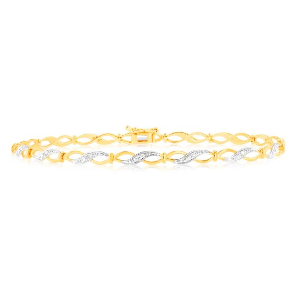 10 Brilliant Cut Diamond Bracelet in 9ct Yellow Gold For Discount