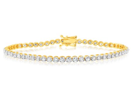 2 Carat Diamond Tennis Bracelet with 59 Brilliant Diamonds in 9ct Yellow Gold Online