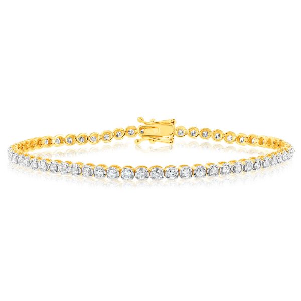 2 Carat Diamond Tennis Bracelet with 59 Brilliant Diamonds in 9ct Yellow Gold Online