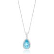 9ct White Gold Blue Topaz & Diamond Pendant Fashion