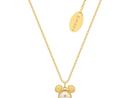 Disney Gold Plated Sterling Silver Mickey Mouse Pearl Pendant On Chain For Cheap