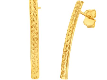 9ct Yellow Gold Silverfilled Patterned Arc Stud Earrings Online Hot Sale