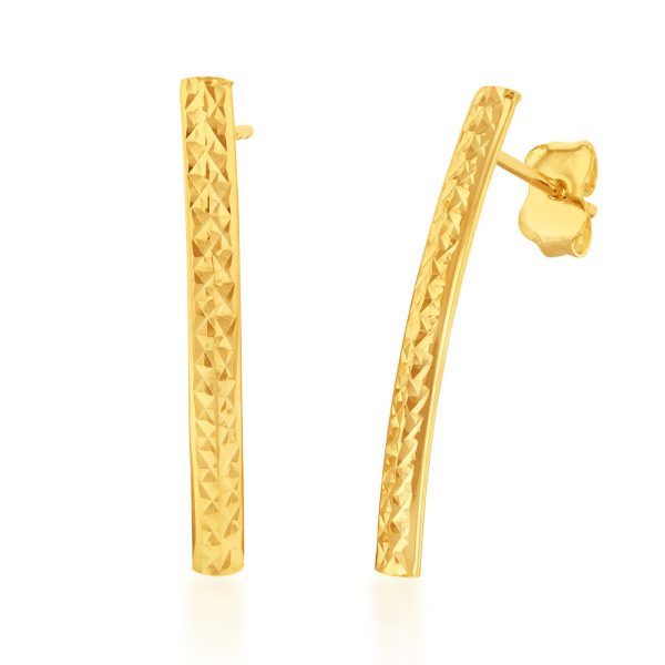 9ct Yellow Gold Silverfilled Patterned Arc Stud Earrings Online Hot Sale