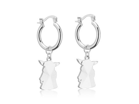 Disney White Gold-Plated Stainless steel Grogu Hoop Earrings For Cheap