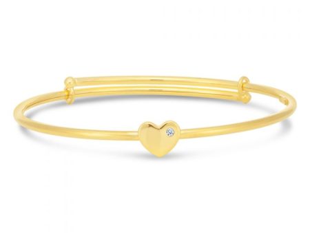 9ct Silver Filled Heart Charm Baby Bangle Hot on Sale