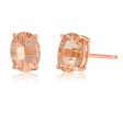 9ct Rose Gold Oval 6MM x 4MM Morganite Stud Earrings on Sale