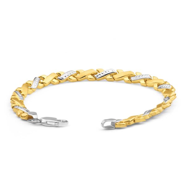 9ct Yellow Gold Silver Filled Xover Fancy 19cm Bracelet Discount